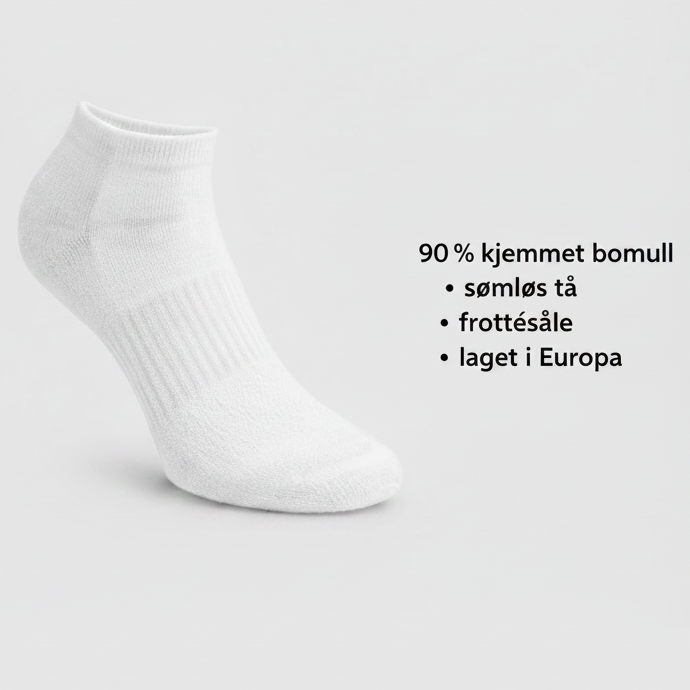 Ankelsokker i 90% kjemmet bomull