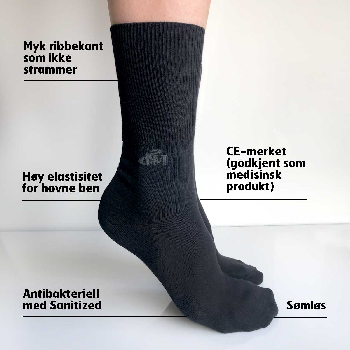 Diabetesstrømper - Diabetessokker - sømløs tå