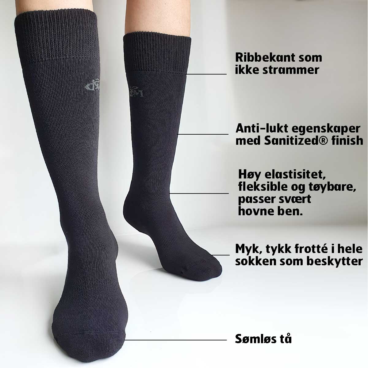 Diabetessokker • Høy elastisitet • frotté • strammer ikke