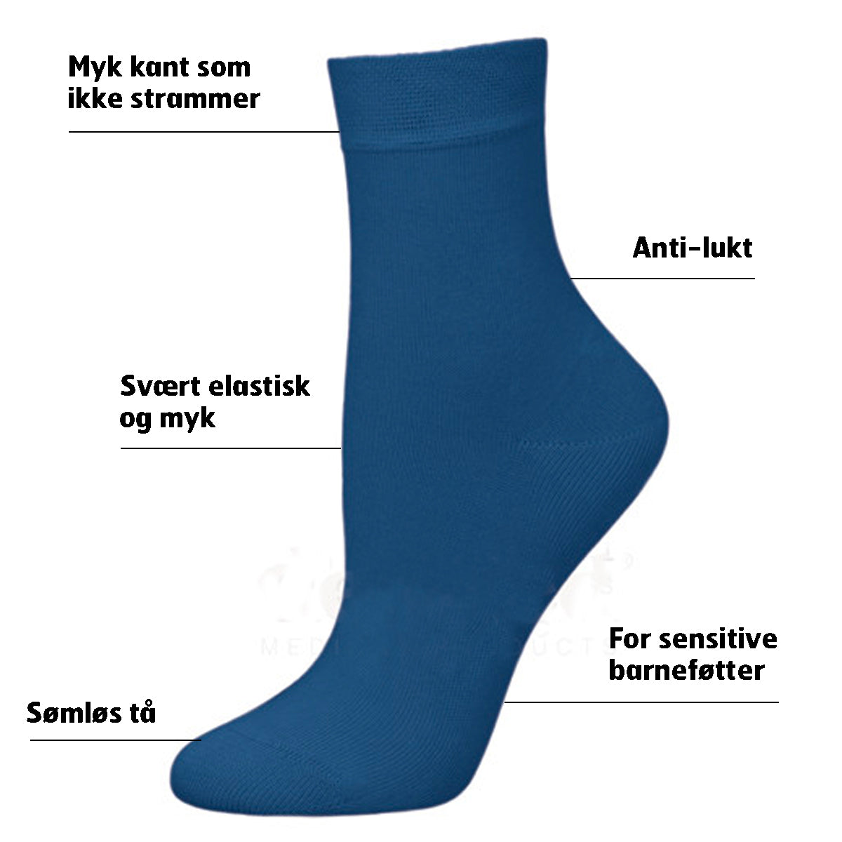 Sømløs tå barnesokker - sokker for sensitive føtter