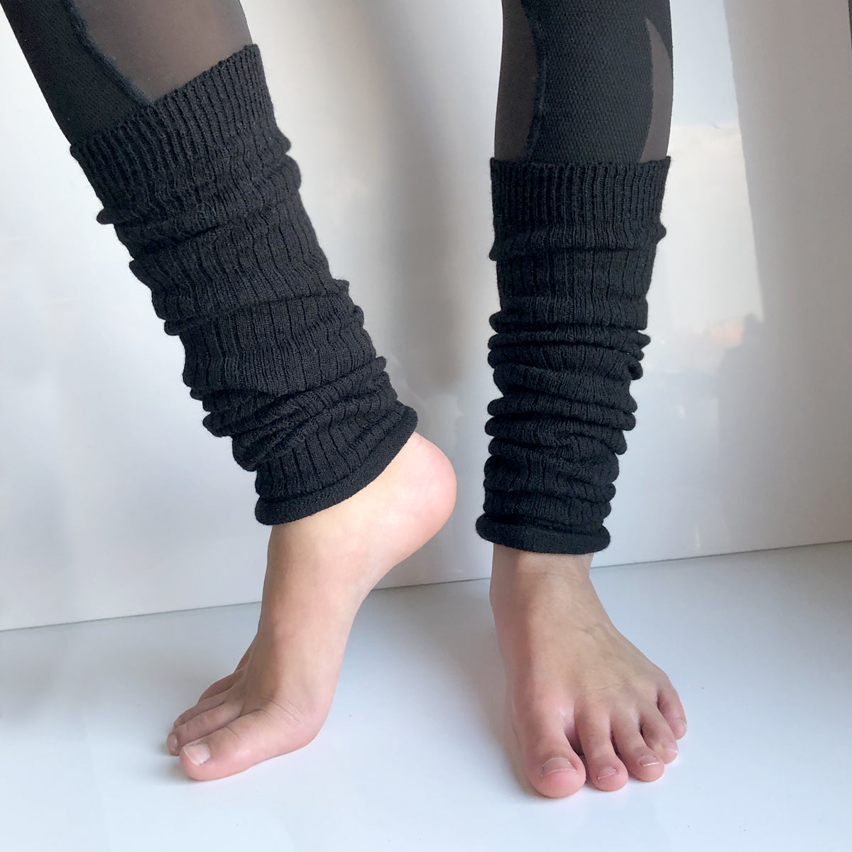 Sorte leggvarmere med ull - "Leggings"