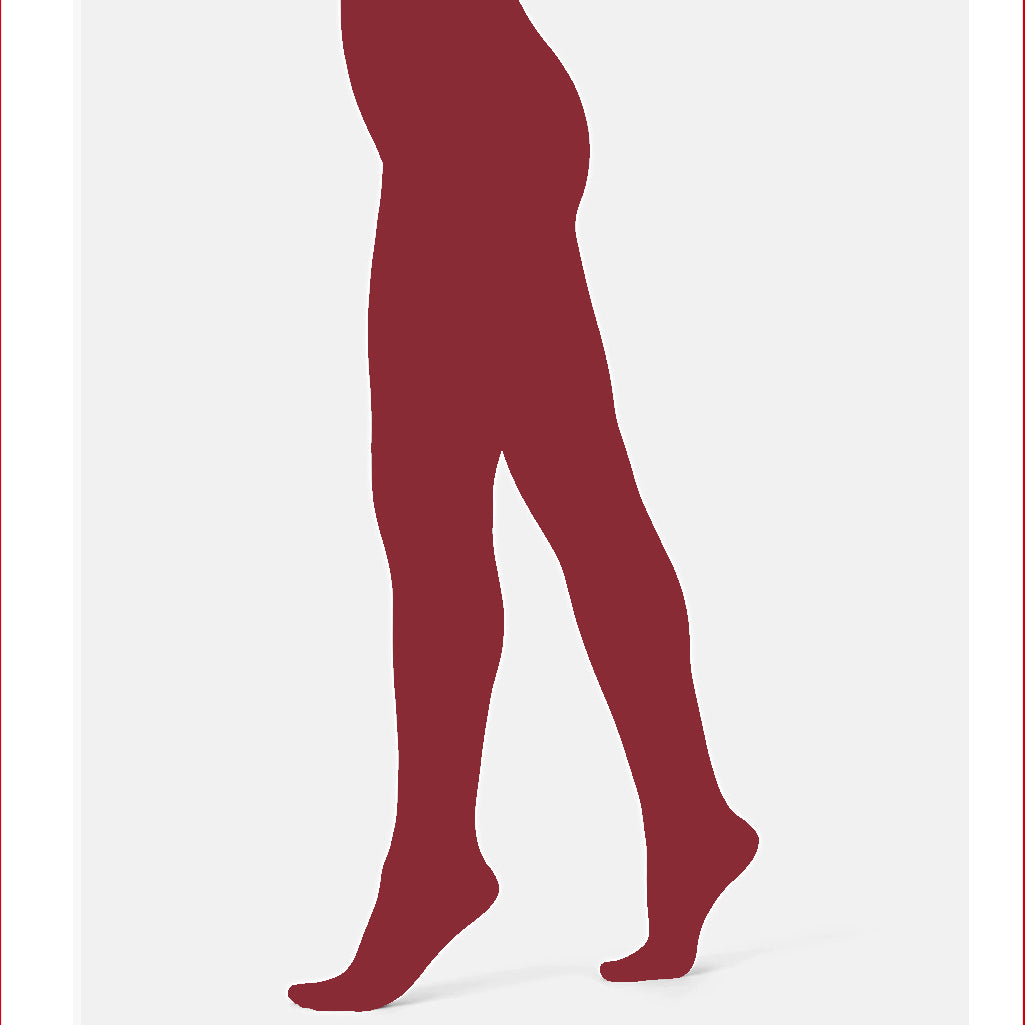 Bunadsstrømper. Fargen Amarena (dyp rød) er mer mot burgunderrød og brukes til noen typer bunad.