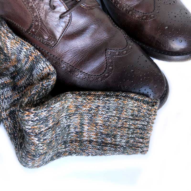 Grønn blandingsfarget 93% økologisk bomullssokker til herre