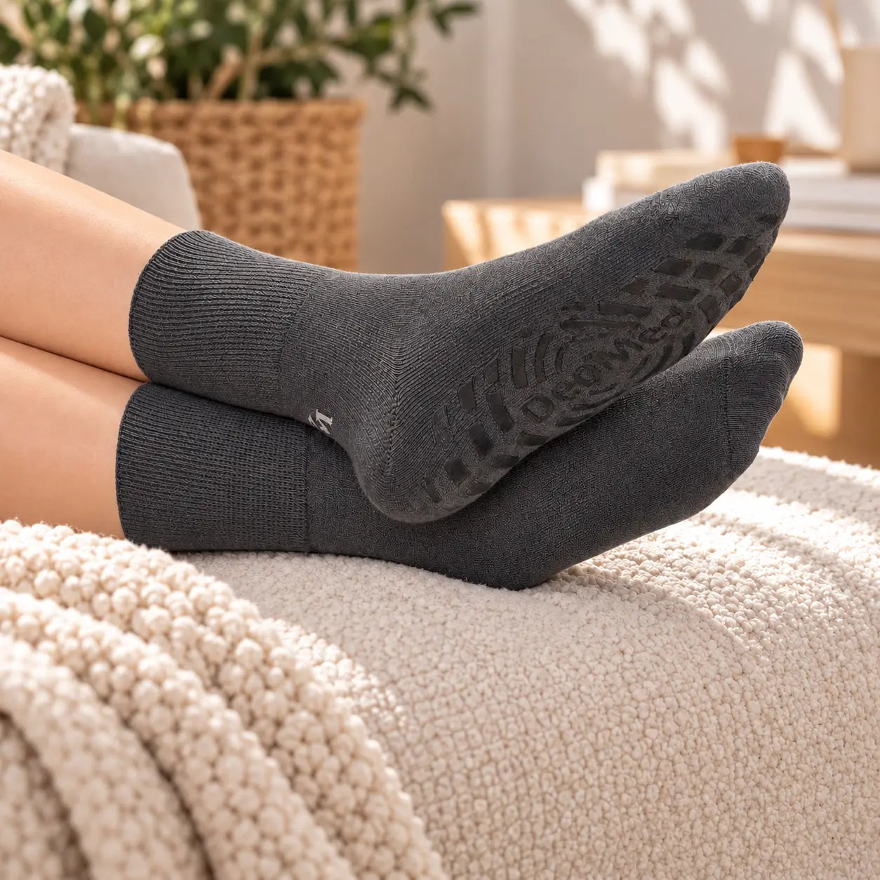 Medic Silver Anti-slip, diabetiske sokker i bomull med myk frotté og anti-skli