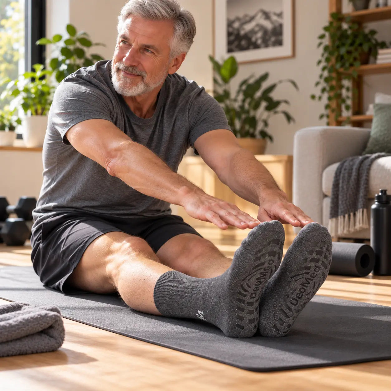 Medic Silver Anti-slip, diabetiske sokker i bomull med myk frotté og anti-skli