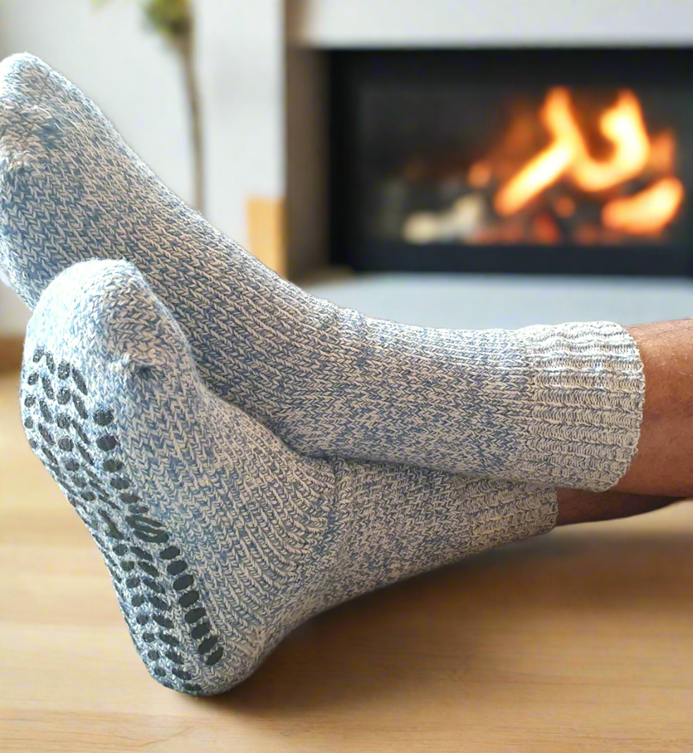 Kosesokker i ullmiks og med anti-skli