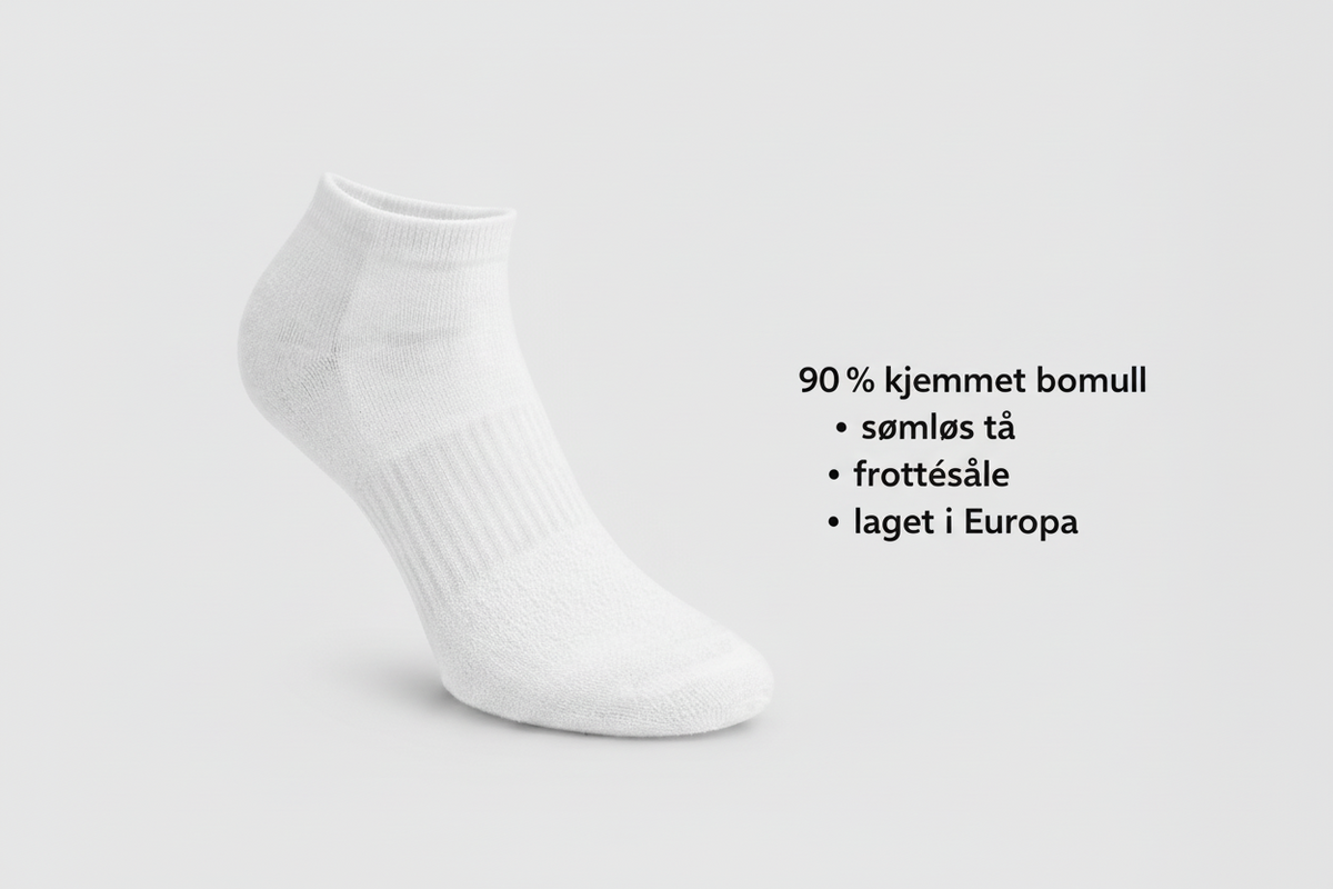Ankelsokker i 90% kjemmet bomull 