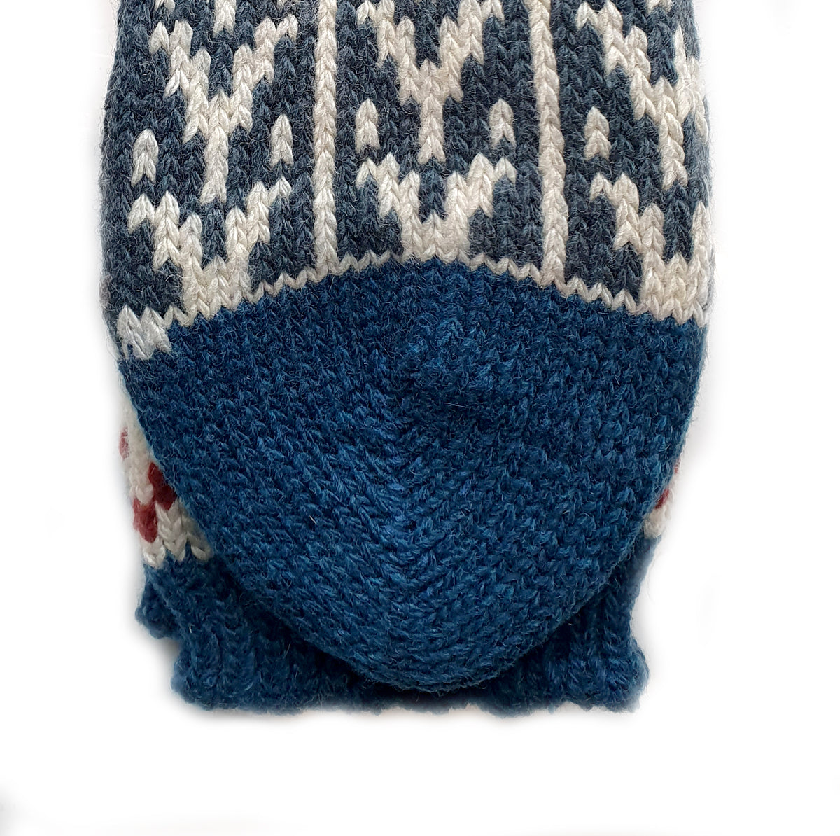 Mønstrete ullsokker med blått/burgunder dekor