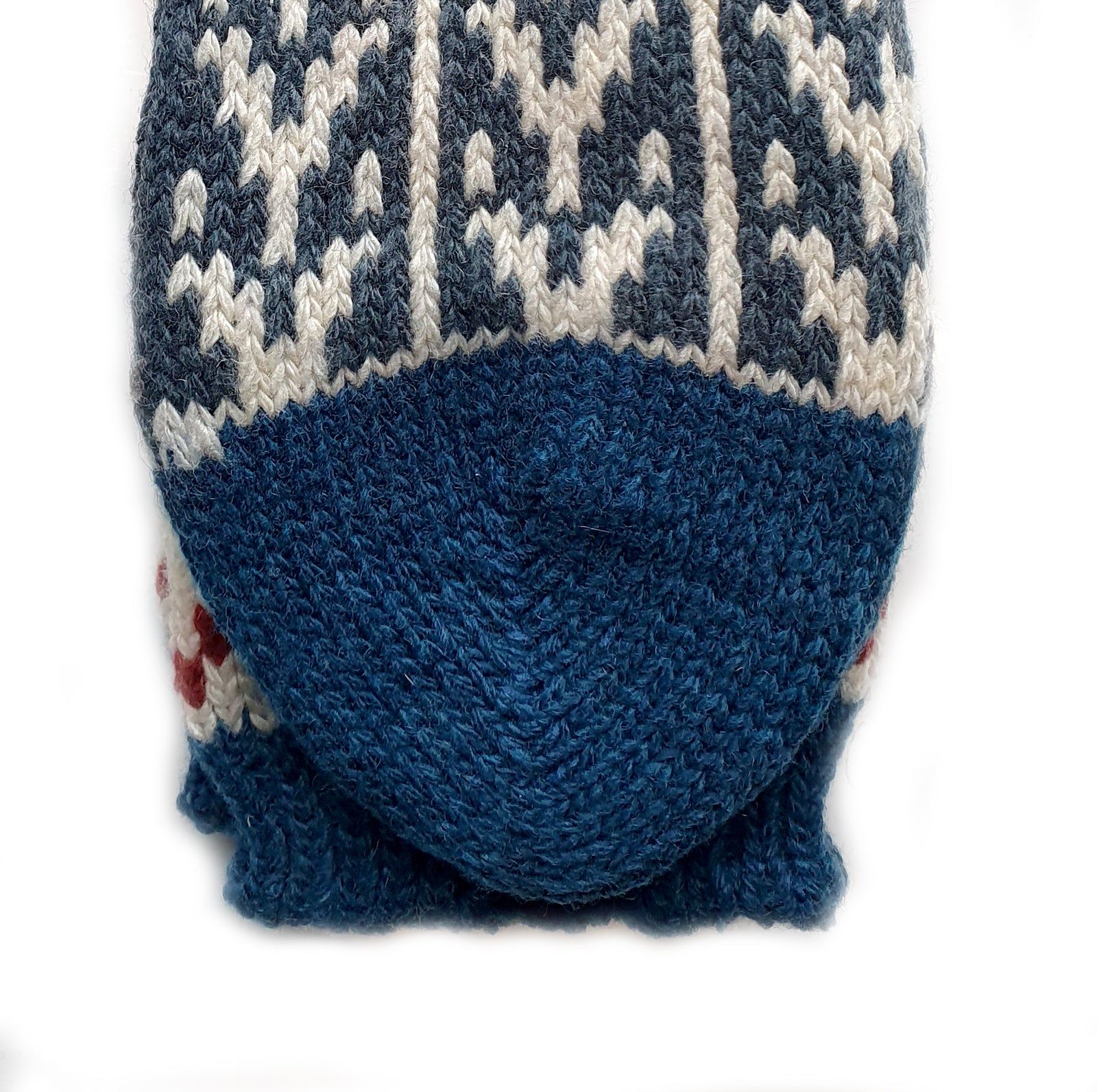 Mønstrete ullsokker med blått/burgunder dekor