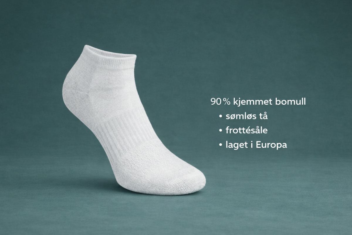 Ankelsokker i 90% kjemmet bomull 