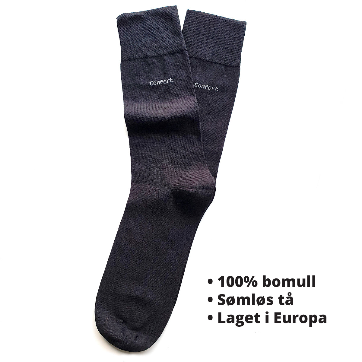 Rene bomullsokker  • Sømløs tå • Laget i Europa