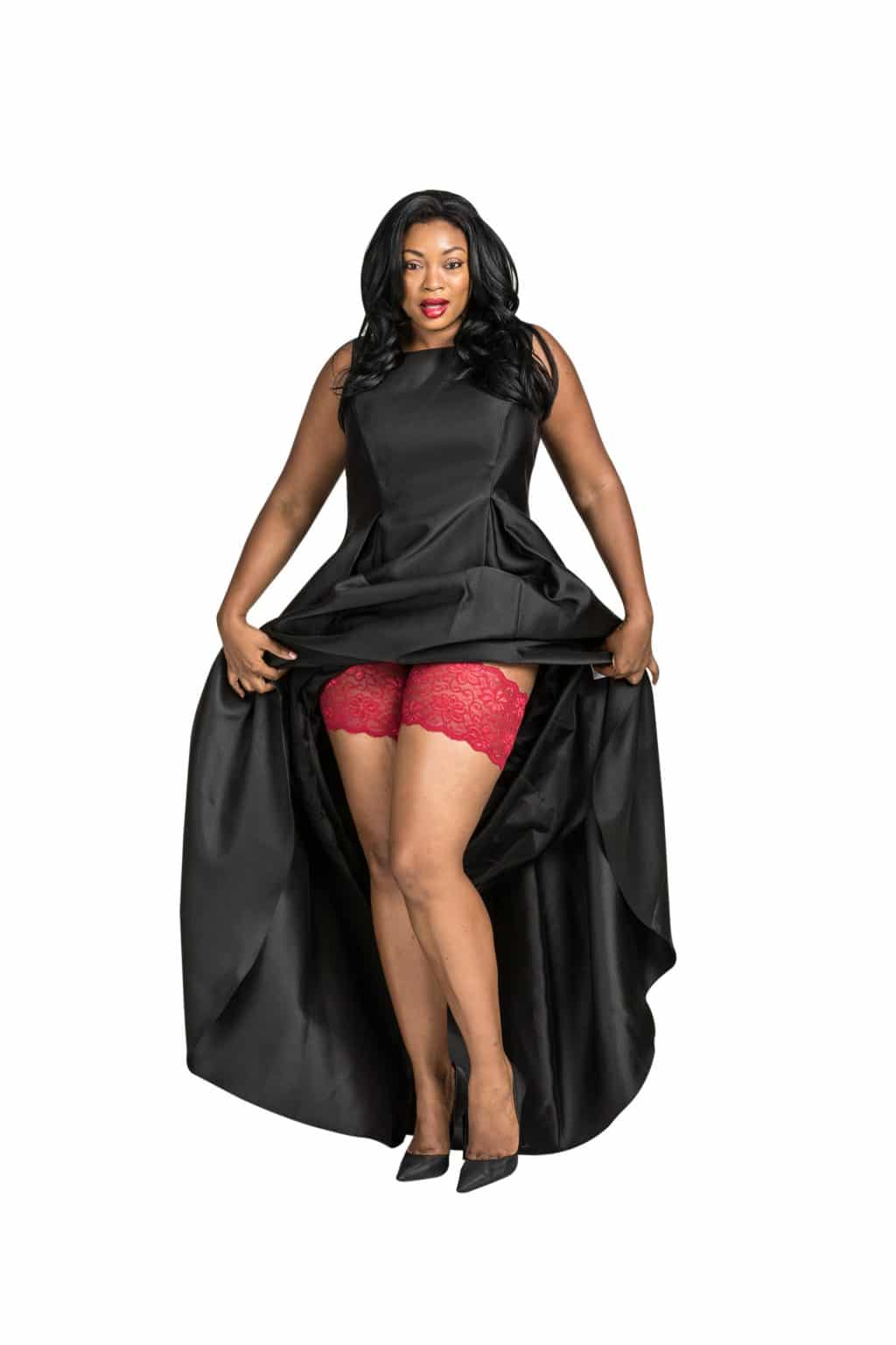 Bandelettes Dolce rød blondemønstret lårbånd mot gnissende lår